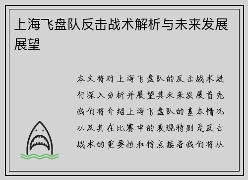 上海飞盘队反击战术解析与未来发展展望
